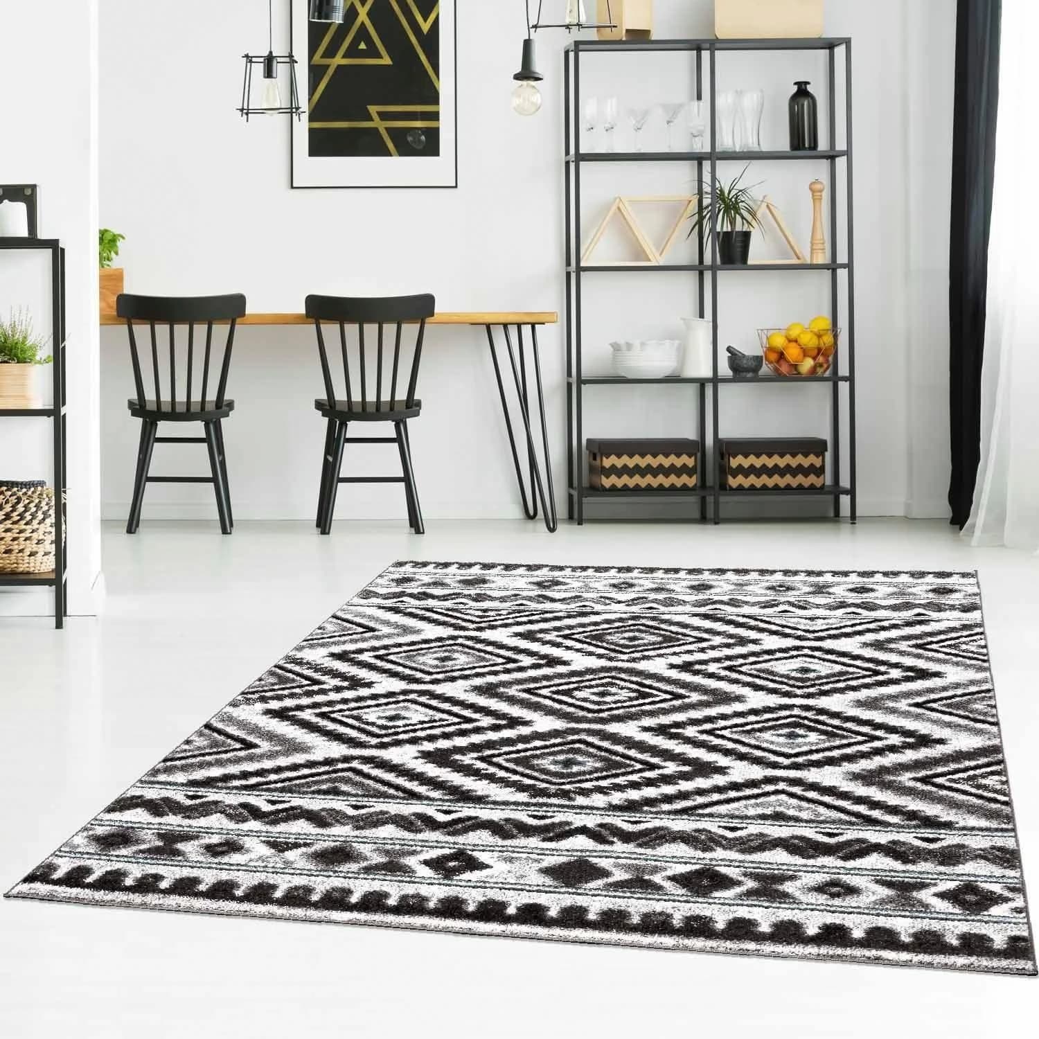 Carpet City Teppich Moda 1129 Blau Kurzflor Wohnzimmer