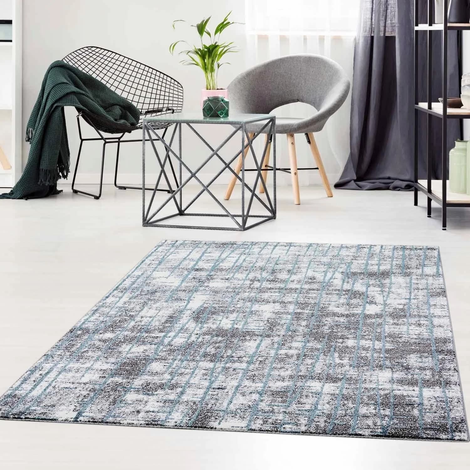 Teppich CARPET CITY Moda 1139 Blau Kurzflor