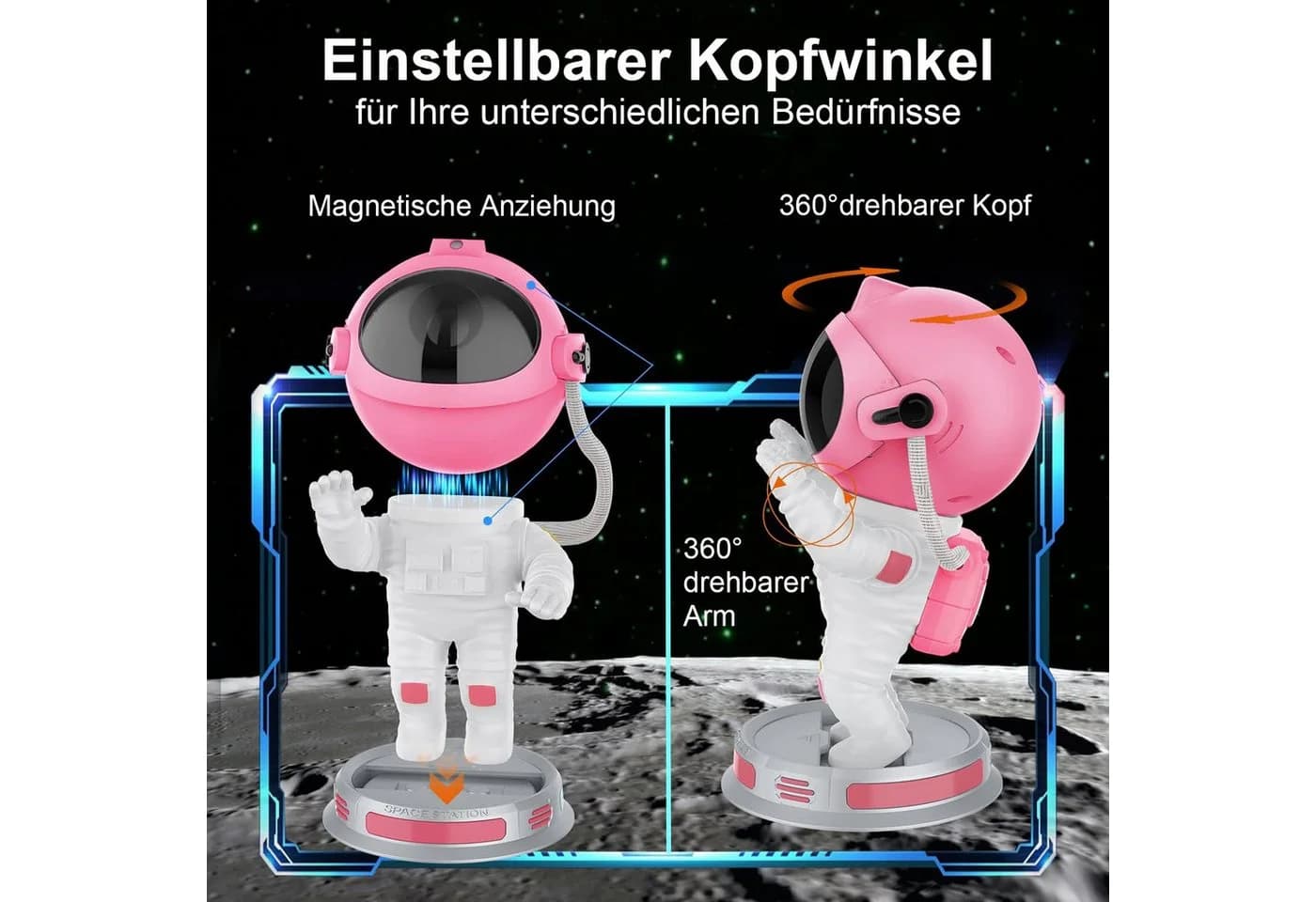 SERBASIC LED-Sternenhimmel Projektor Rosa mit Timer & Fernbedienung - Bild 3