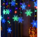 SERBASIC LED-Lichtervorhang Schneeflocken 8 Modi Bunt Bild 2