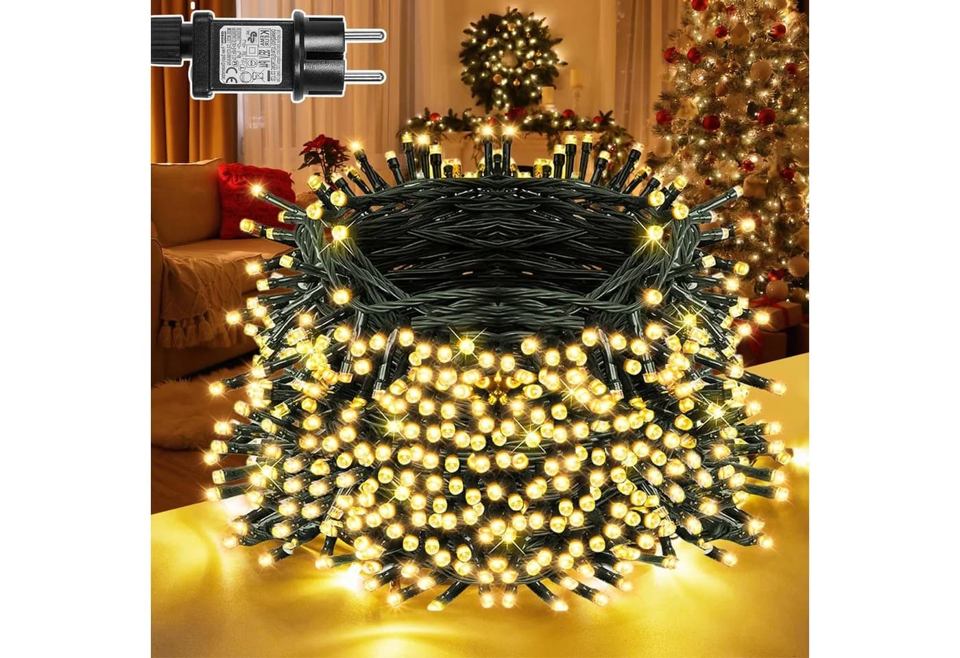 SERBASIC LED-Lichterkette Weihnachtsbaum mit Timer 8 Modi Speicherfunktion - Bild 2