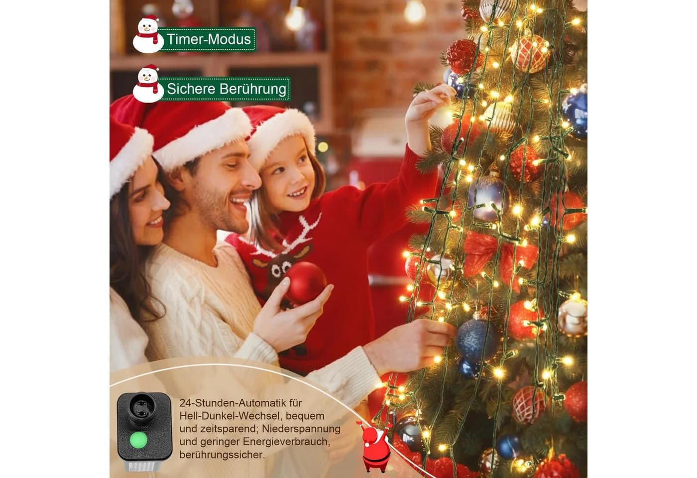 SERBASIC LED-Lichterkette Weihnachtsbaum mit Timer 8 Modi Speicherfunktion - Bild 3