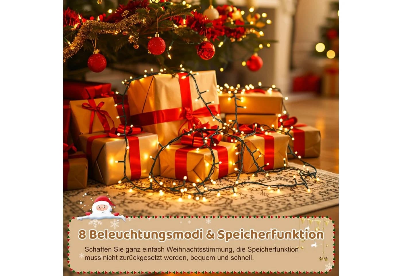SERBASIC LED-Lichterkette Weihnachtsbaum mit Timer 8 Modi Speicherfunktion - Bild 4