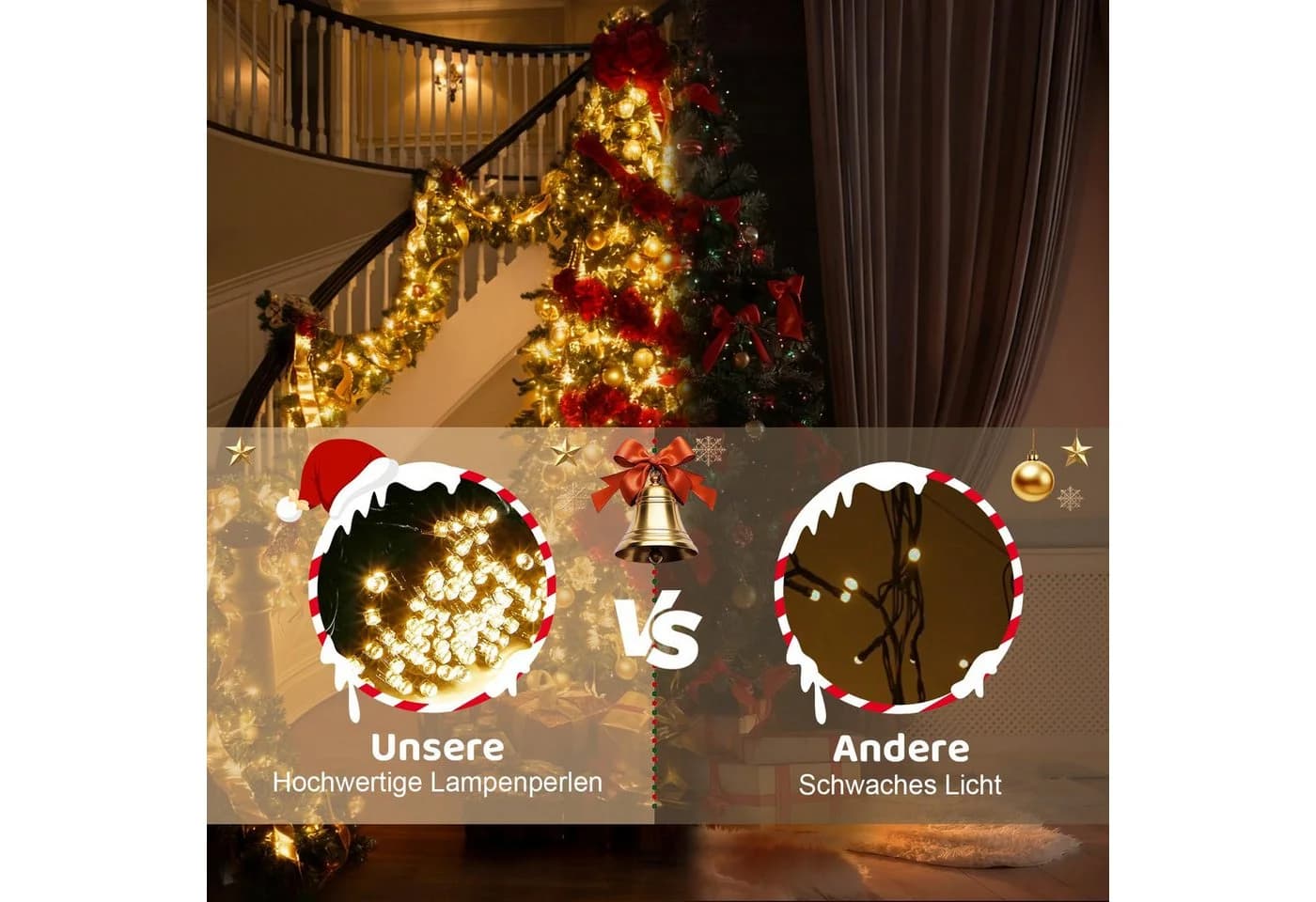 SERBASIC LED-Lichterkette Weihnachtsbaum mit Timer 8 Modi Speicherfunktion - Bild 5