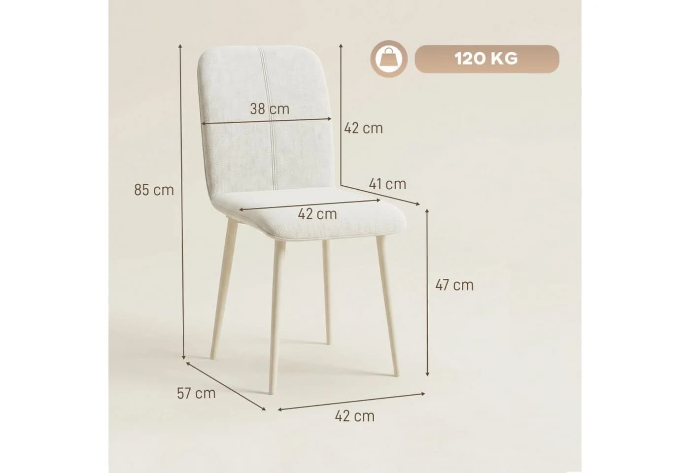 Sunsitt Esszimmerstuhl 2er-Set Creme Leinenoptik gepolstert