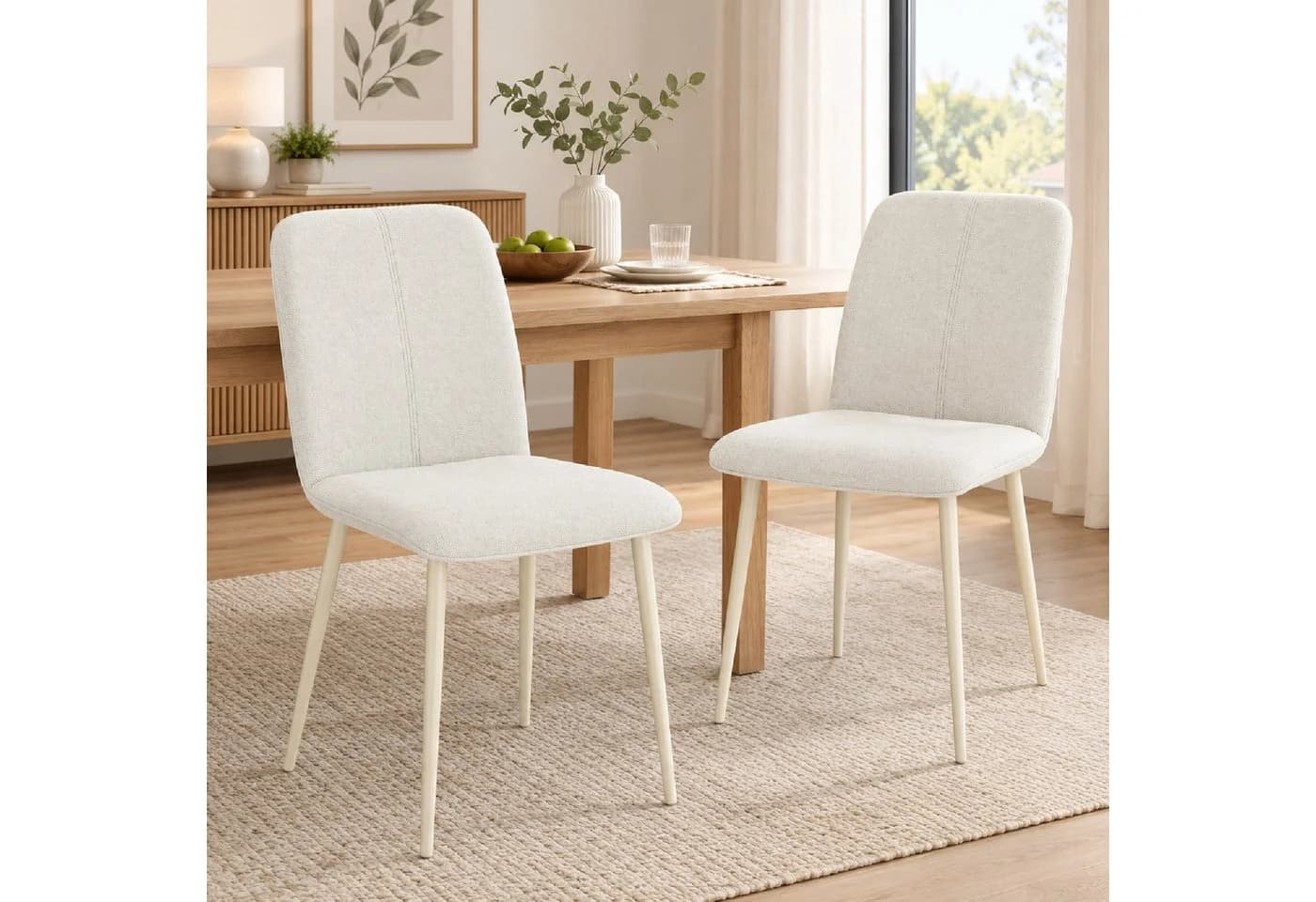 Sunsitt Esszimmerstuhl 2er-Set Creme Leinenoptik gepolstert - Bild 2