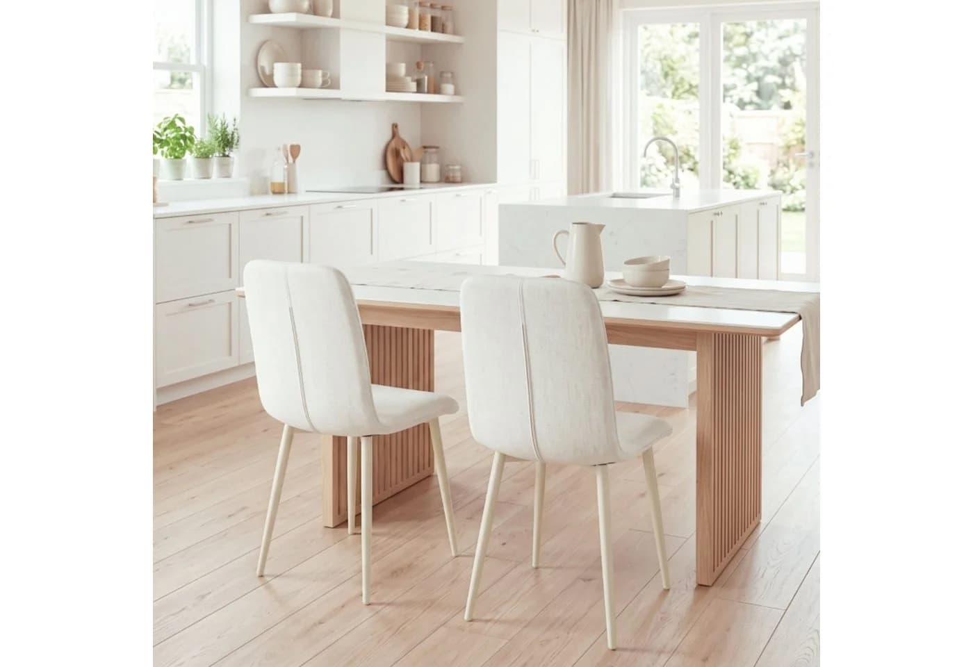 Sunsitt Esszimmerstuhl 2er-Set Creme Leinenoptik gepolstert - Bild 3