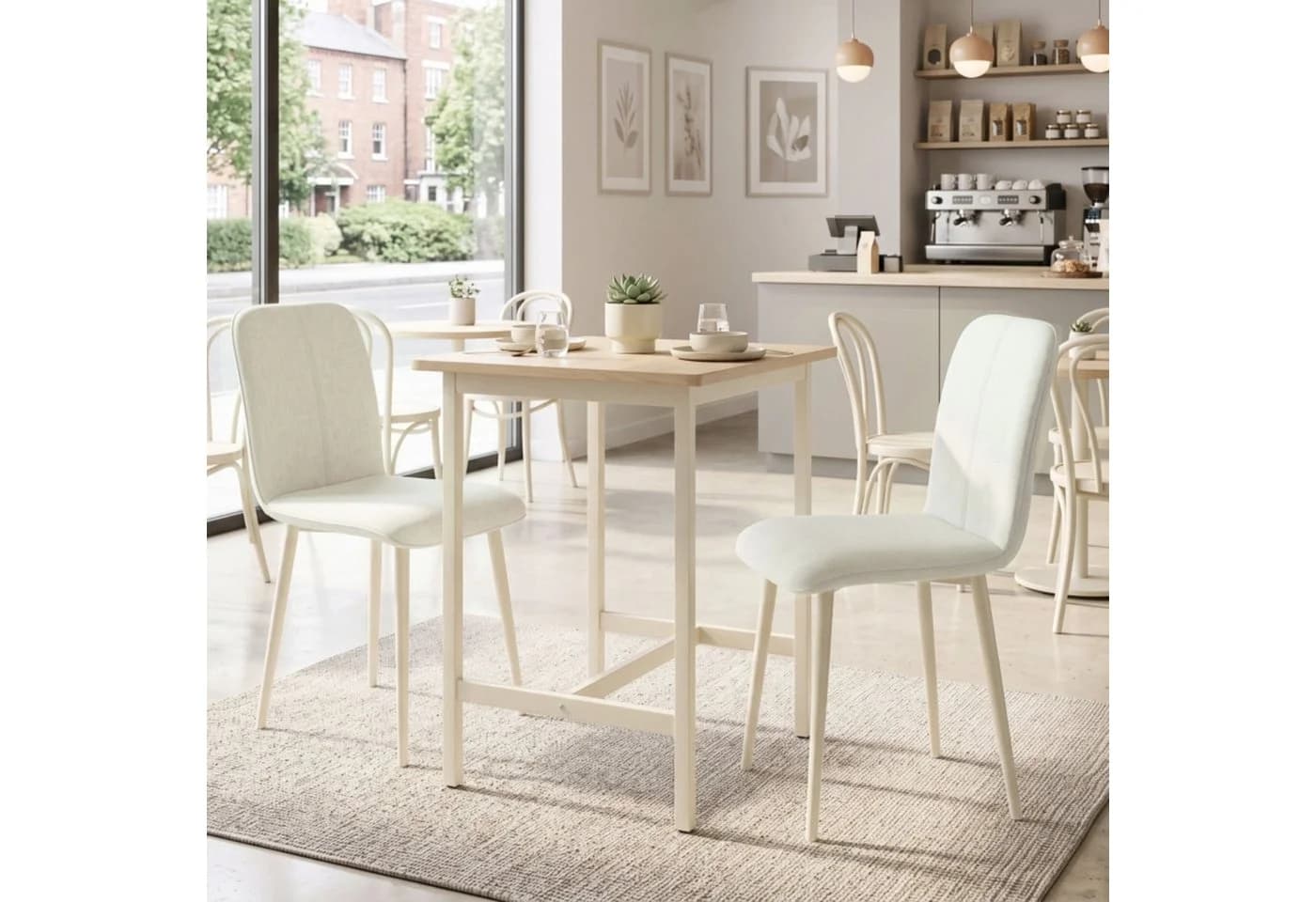 Sunsitt Esszimmerstuhl 2er-Set Creme Leinenoptik gepolstert - Bild 5