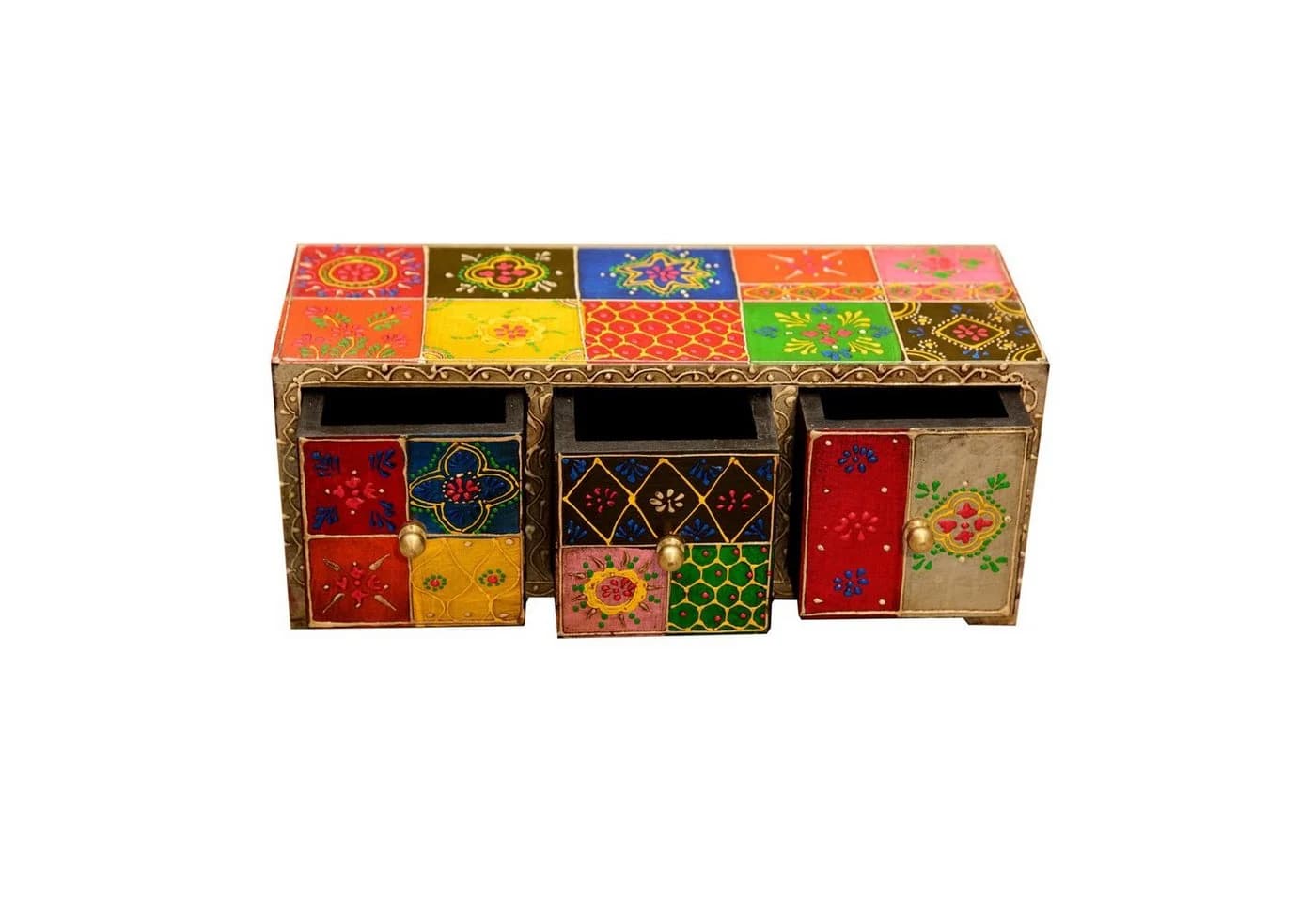 Casa Moro Orientalische Mini-Kommode Chandi 3 Schubladen 28x11x10 cm Bunt - Bild 3