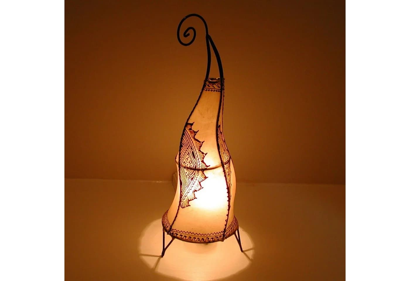 Casa Moro Stehlampe Marokkanische Hennalampe Hissan 60 cm Weiss Leder - Bild 2
