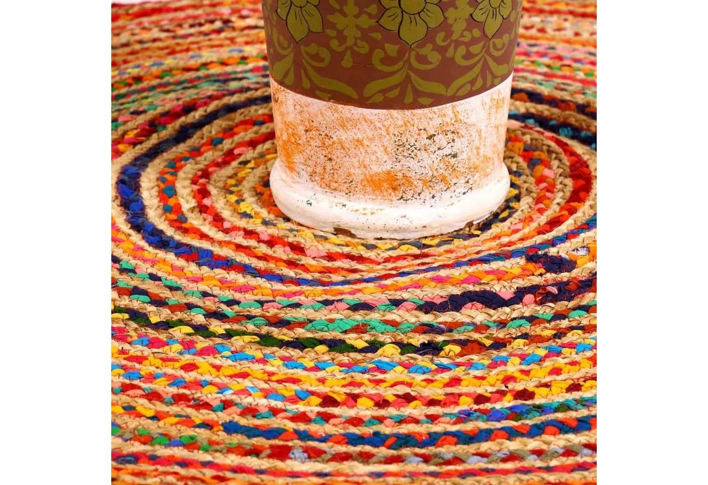 Casa Moro Jute Teppich Tamani bunt rund Boho-Style