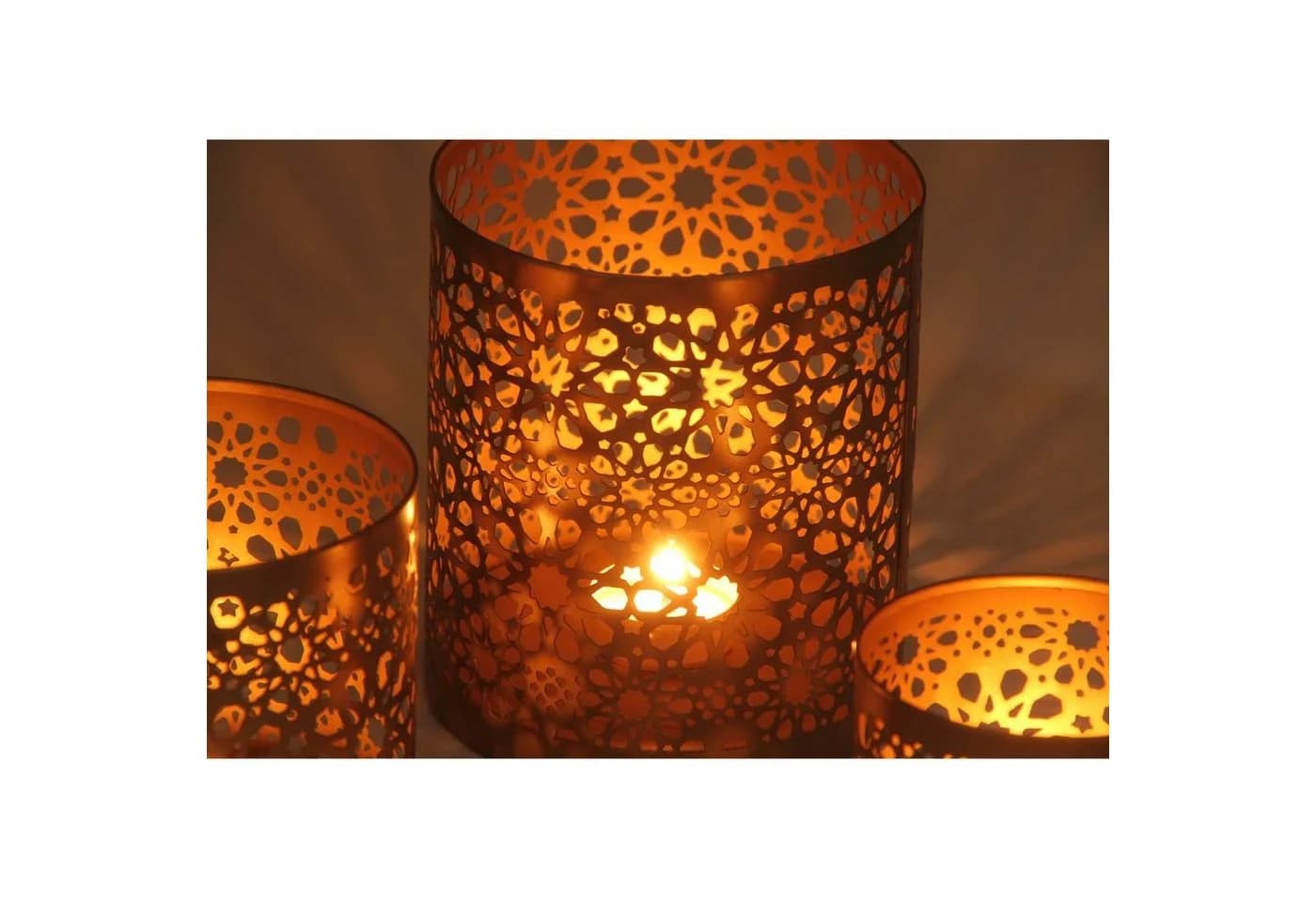 Casa Moro Teelichthalter Orientalisches Windlicht 3er Set Navin in Antik Gold Look