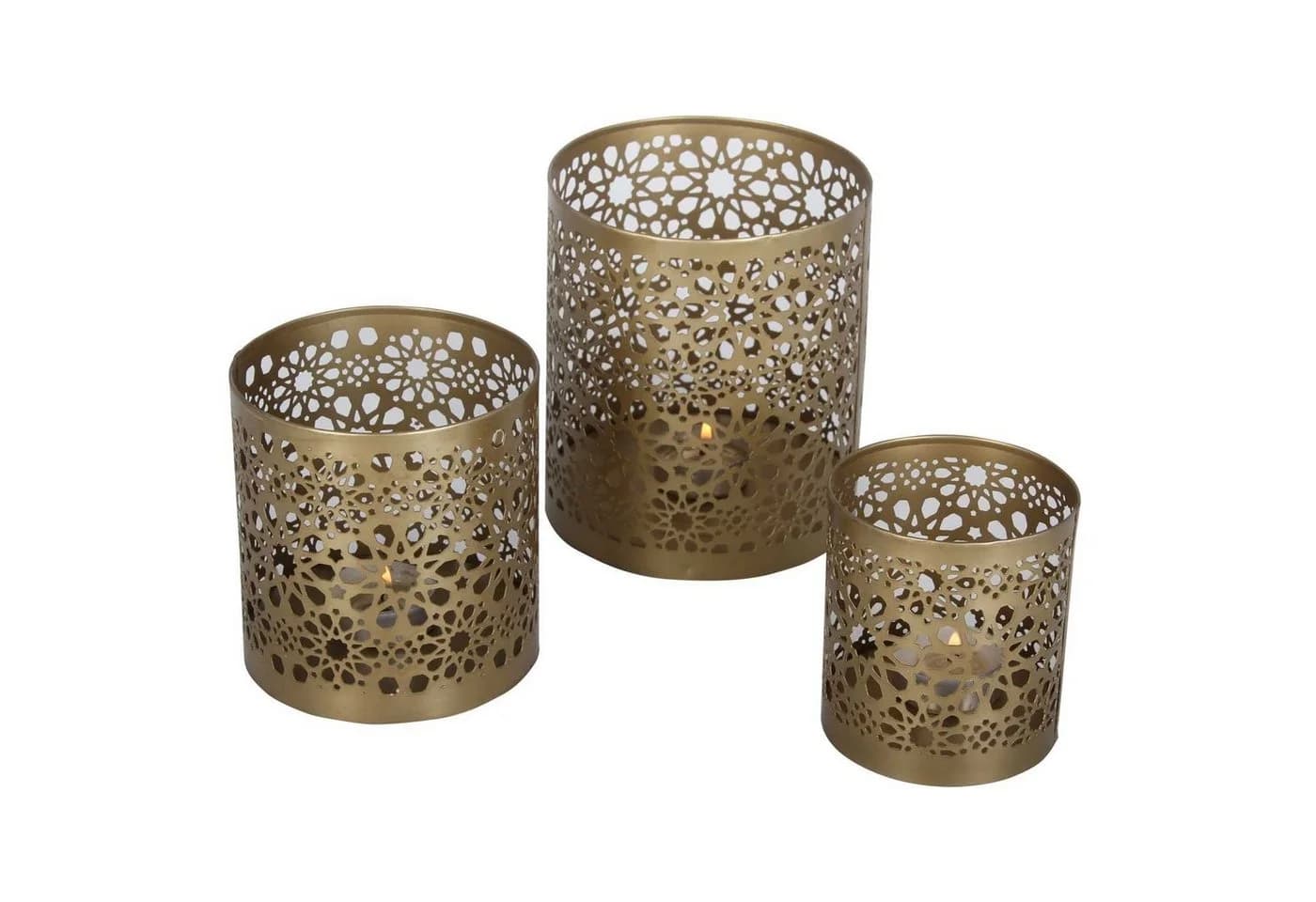 Casa Moro Teelichthalter Orientalisches Windlicht 3er Set Navin in Antik Gold Look - Bild 5