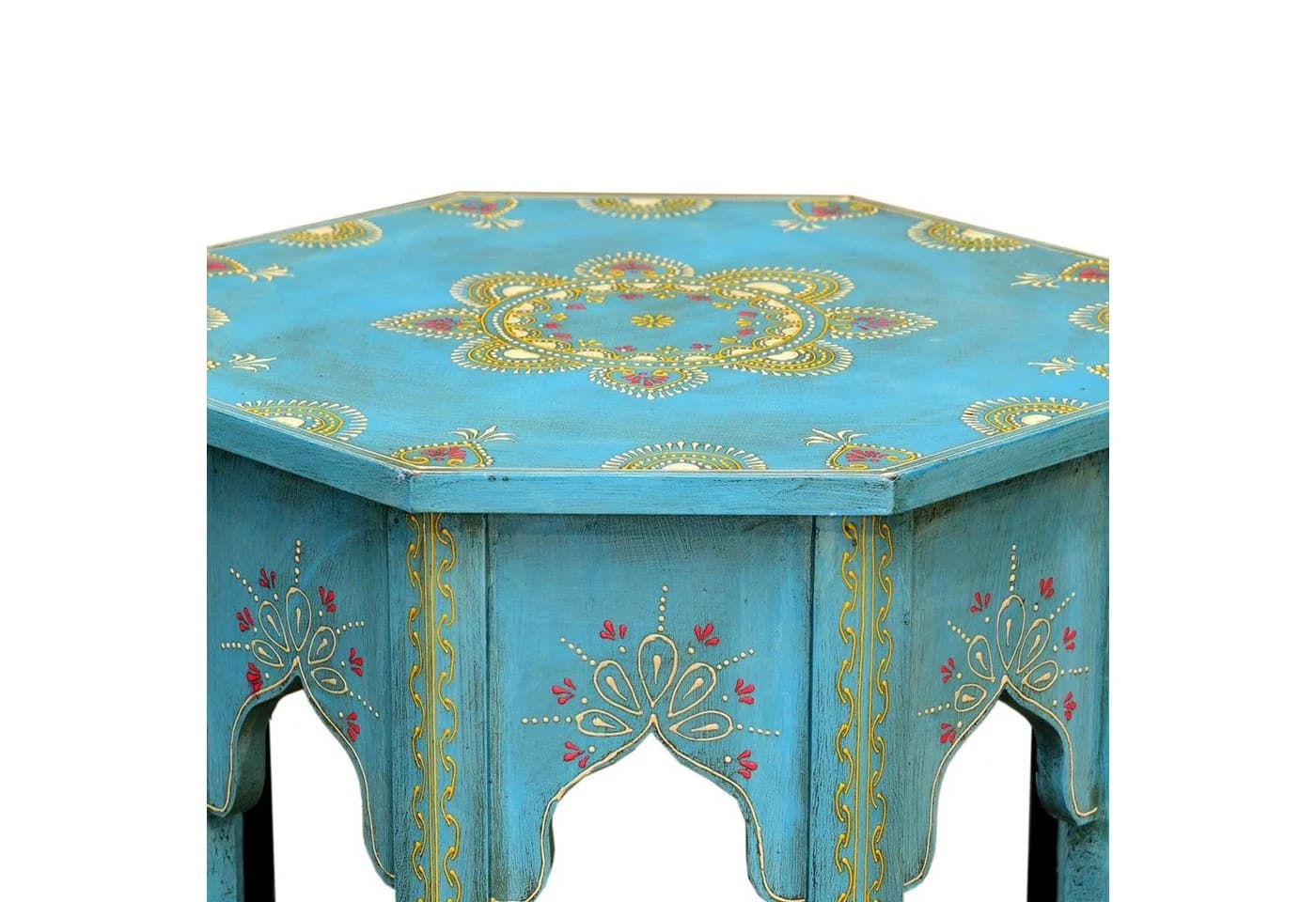 Casa Moro Beistelltisch Orientalisch Saada Blau Holz Handbemalt
