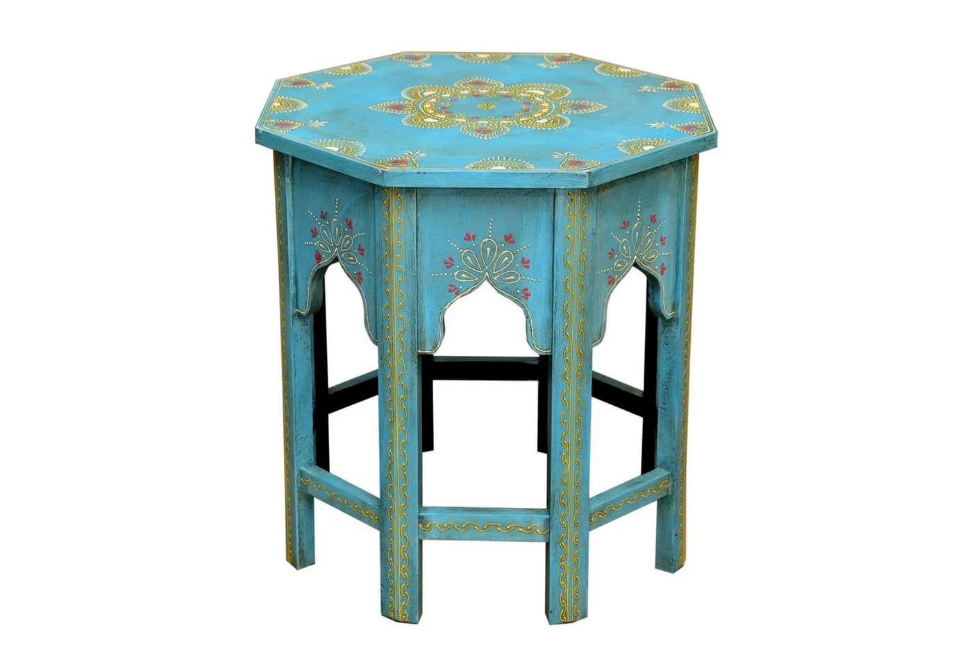 Casa Moro Beistelltisch Orientalisch Saada Blau Holz Handbemalt - Bild 3