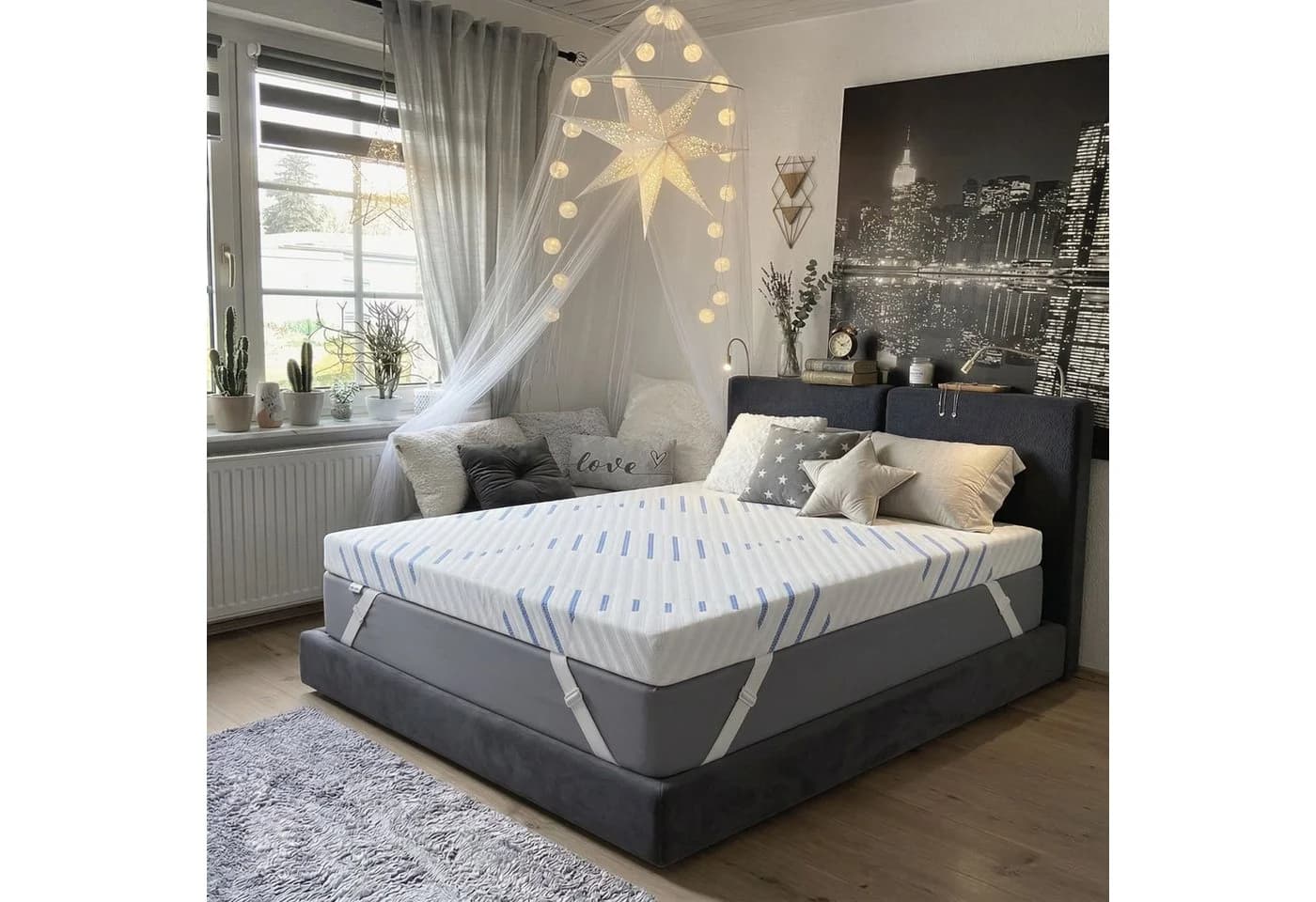 Klyvvo Matratzentopper 7,5 cm H3/H4 Gel-Memory-Schaum Weiß