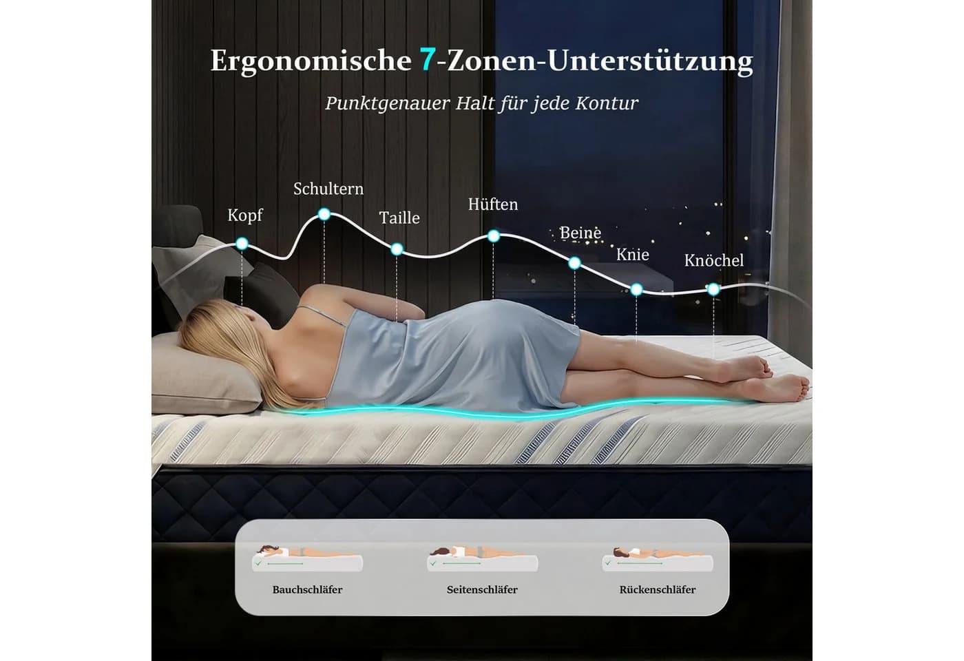 Klyvvo Matratzentopper 7,5 cm H3/H4 Gel-Memory-Schaum Weiß - Bild 3