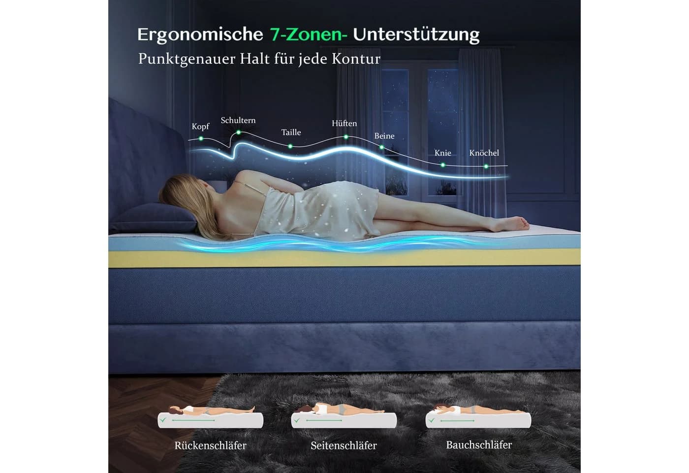 Klyvvo Matratzentopper mit Gel-Memory-Schaum & abnehmbarem Bezug - Bild 3