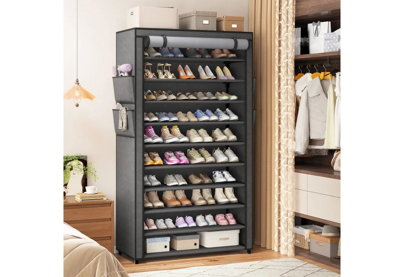 Klyvvo Schuhregal 11 Ebenen Grau Schwarz mit Sichtfenster - Bild 4