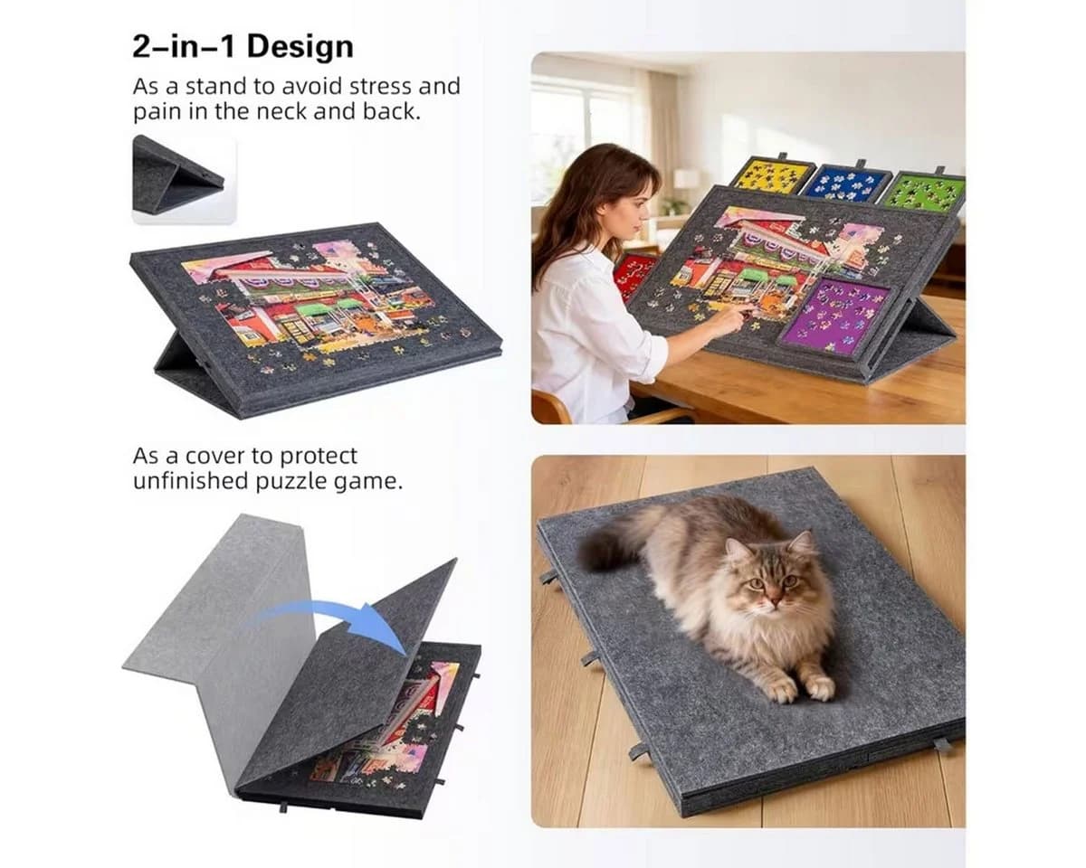 Pdgrid Puzzleunterlage Filz-Puzzleplattform 2-in-1-Ständer mit 6 Schubladen für Erwachsene - Bild 3