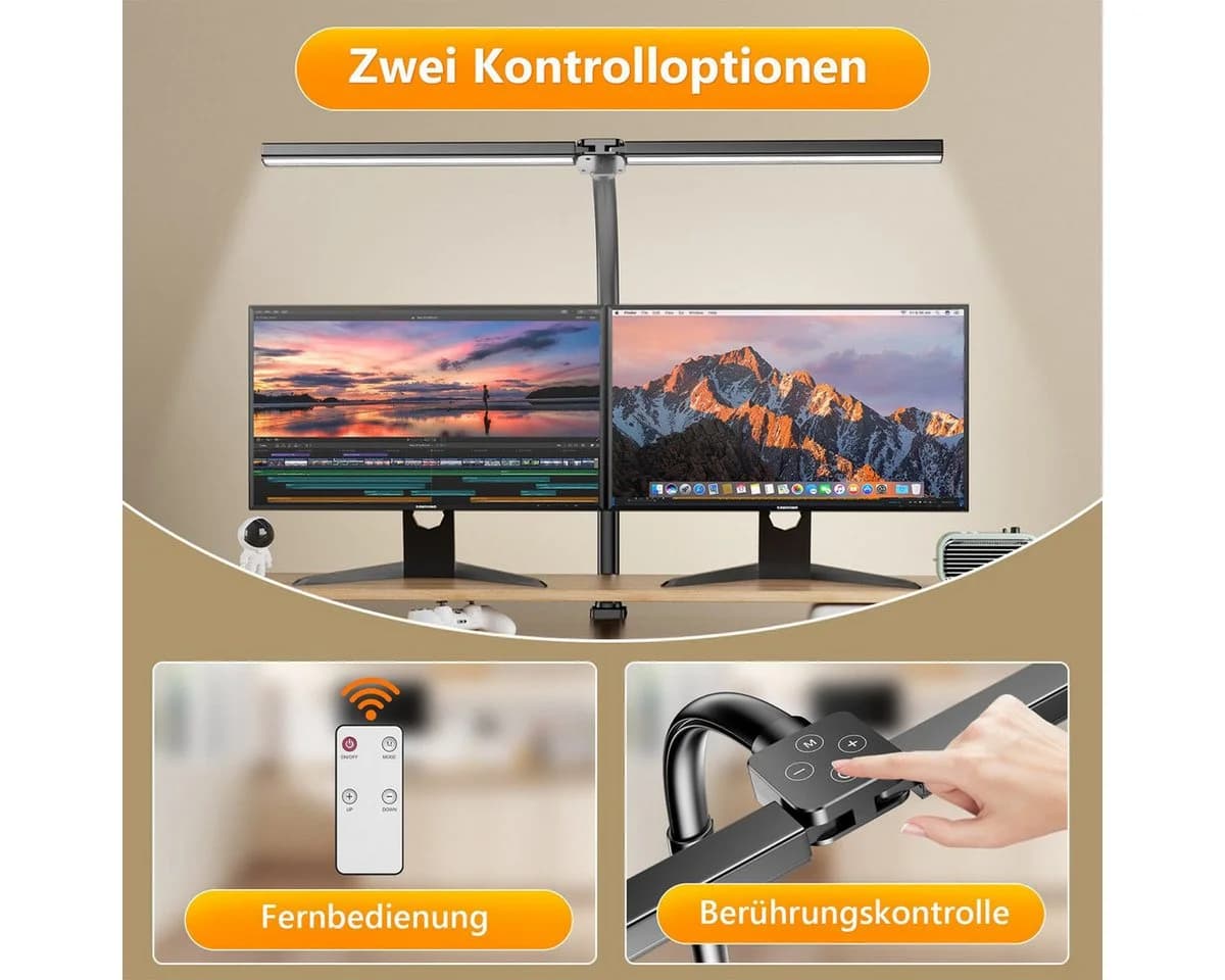AeroAxis Doppelkopf Schreibtischlampe LED Dimmbar Schwarz - Bild 3