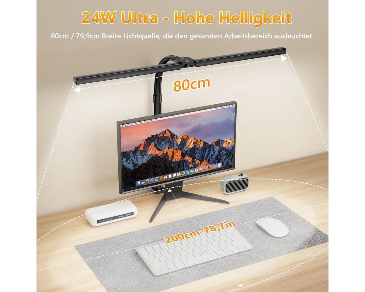 AeroAxis Doppelkopf Schreibtischlampe LED Dimmbar Schwarz - Bild 4