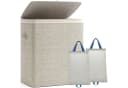 Hausright Wäschekorb 100L mit Deckel 2 Fächer beige braun Bild 2