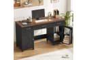 Homfa Schreibtisch mit Steckdose und Schubladen 150 cm Schwarz Bild 2