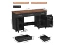 Homfa Schreibtisch mit Steckdose und Schubladen 150 cm Schwarz Bild 3
