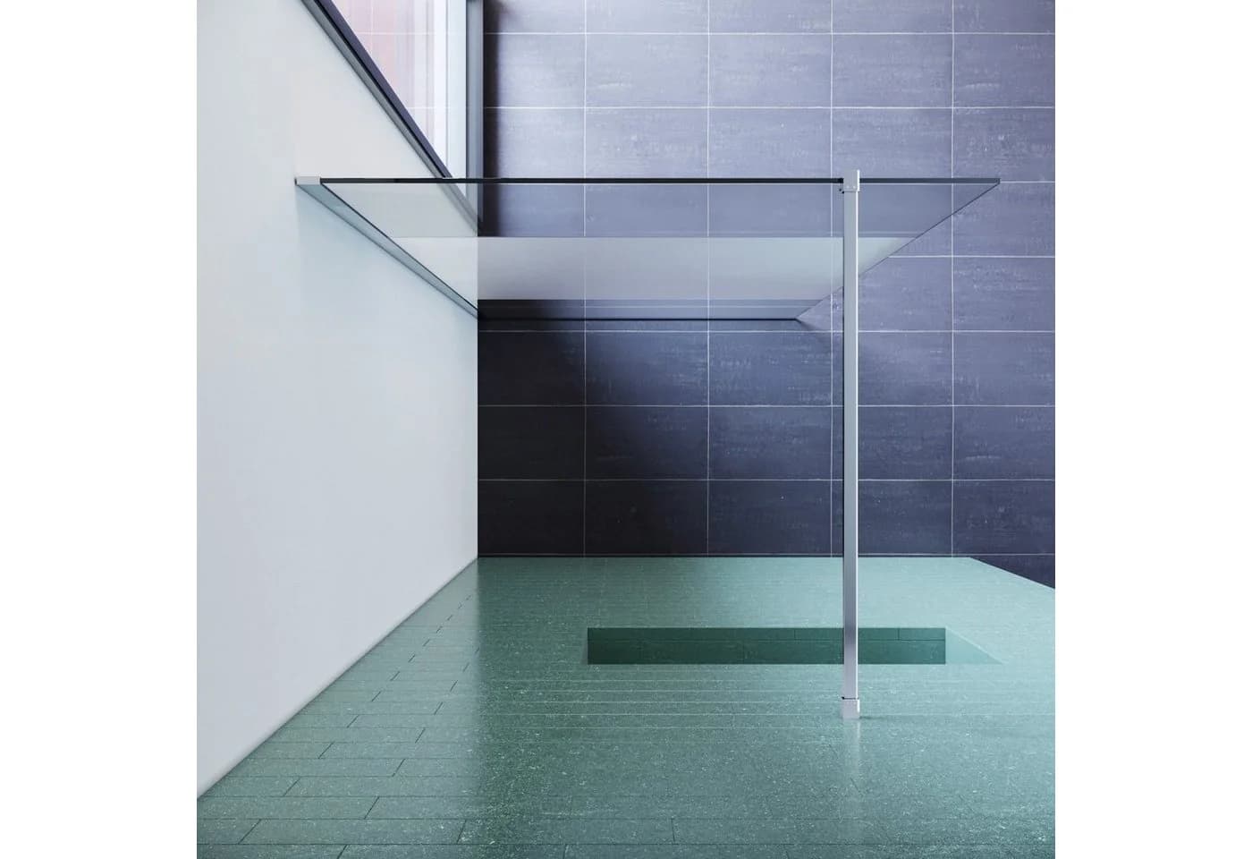 SONNI Duschwand Walk-in 8mm Nano Glas Teilsatiniert 200cm