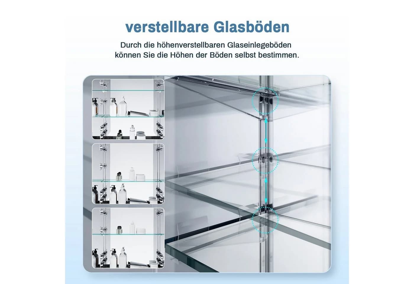 SONNI Badezimmerspiegelschrank Aluminium 65 cm Touch-Beleuchtung - Bild 3