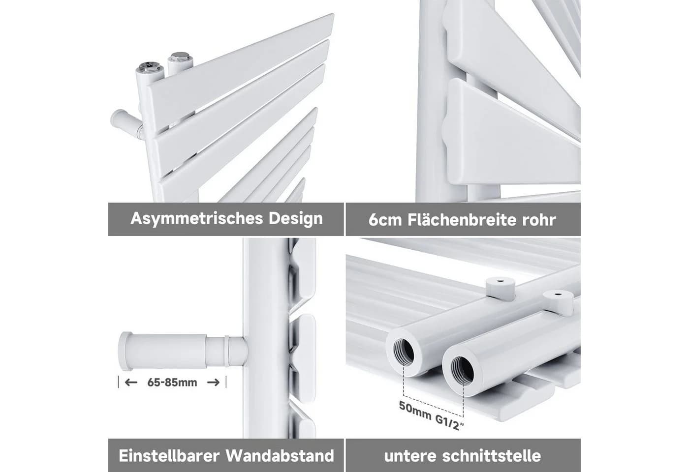 SONNI Badheizkörper Weiß Handtuchtrockner Flach Badheizkörper - Bild 5
