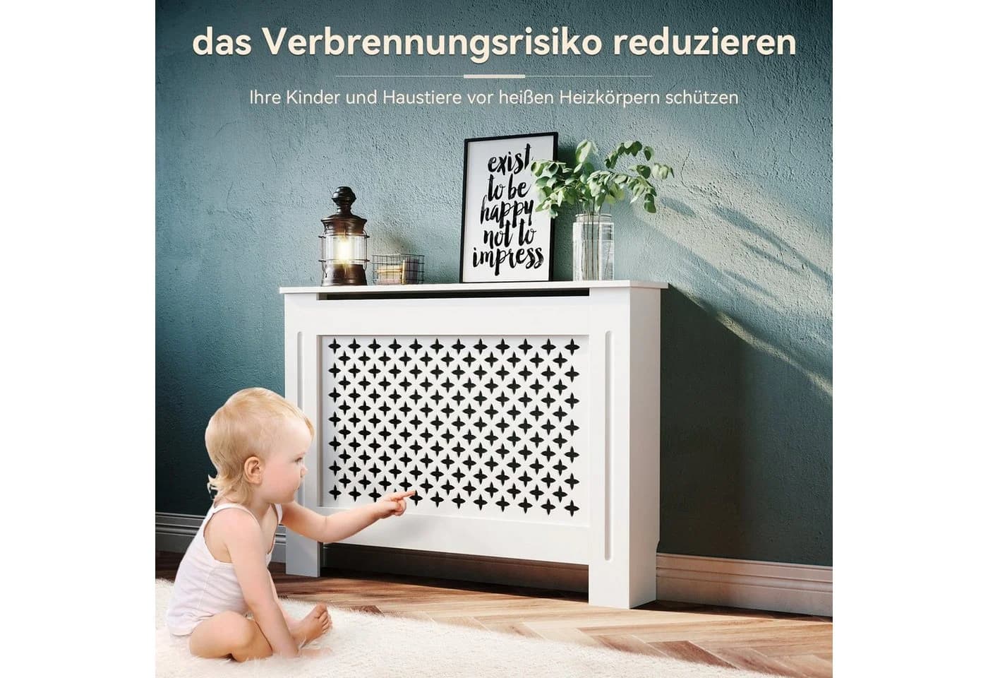 SONNI Heizungsverkleidung weiß Kreuzgitter MDF - Bild 4