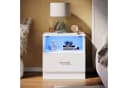 SONNI Nachtkonsole Nachttisch mit LED-Beleuchtung, Schublade 45x35xH46.5cm, Nachtkommode Weiß Hochglanz Bild 2