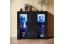 SONNI Sideboard mit LED Beleuchtung 90x35x83cm Weiß/Schwarz Hochglanz Bild 2