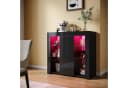 SONNI Sideboard mit LED Beleuchtung 90x35x83cm Weiß/Schwarz Hochglanz Bild 5