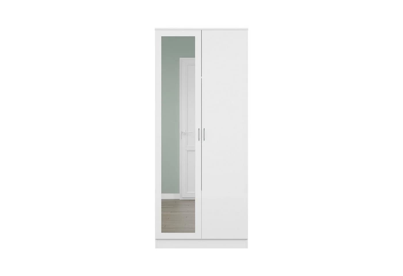 SONNI Kleiderschrank mit Spiegel und Soft-Close Hochglanz Weiß - Bild 2