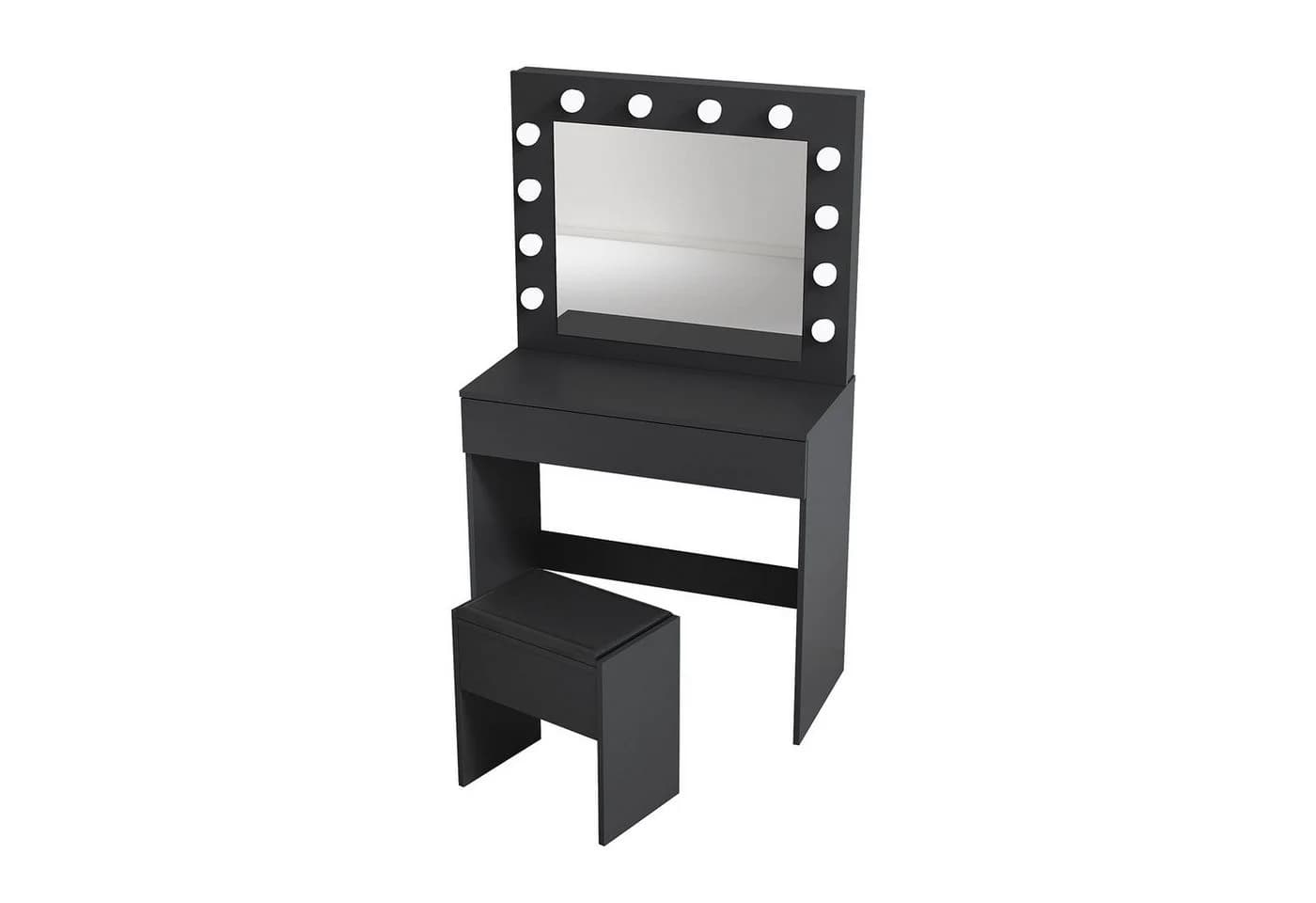 SONNI Schminktisch Schwarz/Weiß mit LED-Beleuchtung - Bild 2