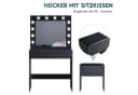 SONNI Schminktisch Schwarz/Weiß mit LED-Beleuchtung Bild 5
