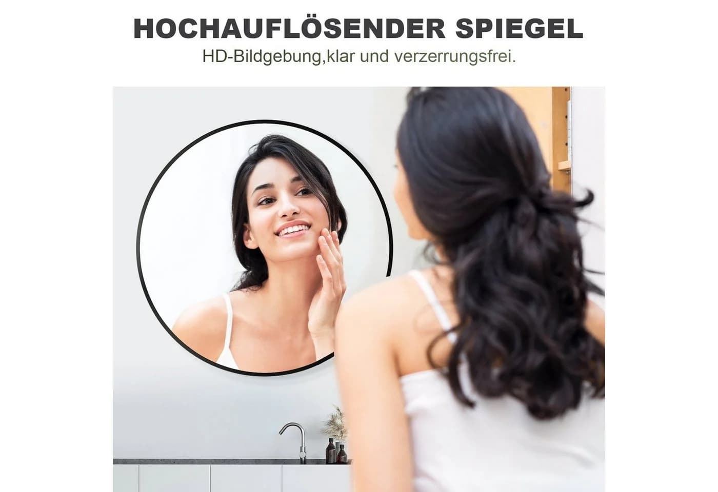 SONNI Wandspiegel rund Schwarz Aluminiumrahmen - Bild 4
