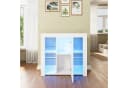 SONNI Sideboard Küchenschrank mit LED Beleuchtung 90x35x83cm, Hochglanz, mit Schranktür und 4 Glas Einlegeböden Bild 1