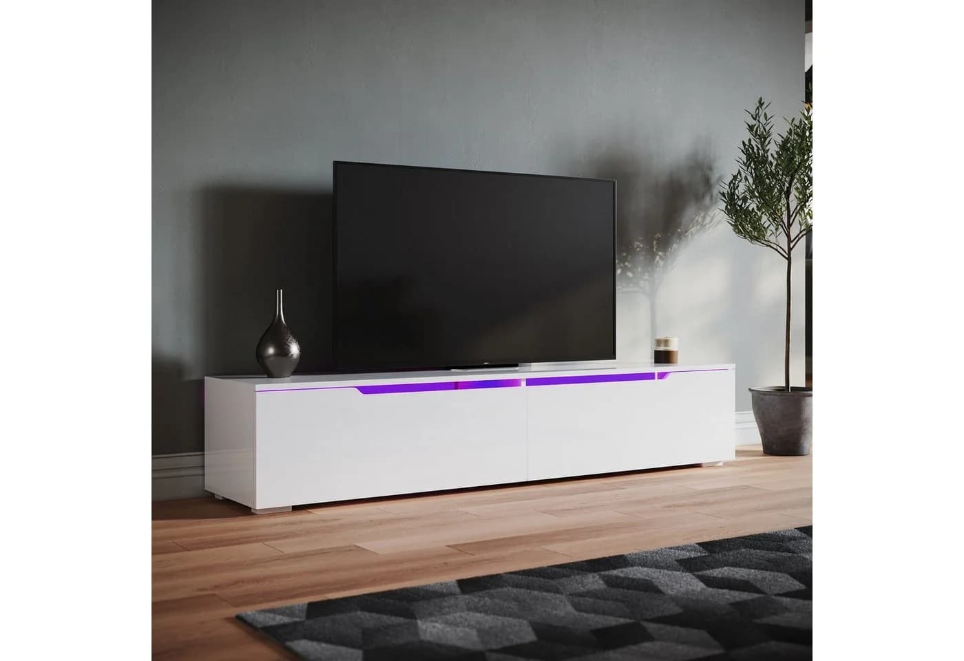 SONNI TV-Schrank Weiß LED-Lichteffekte 160/180x35x30cm - Bild 4