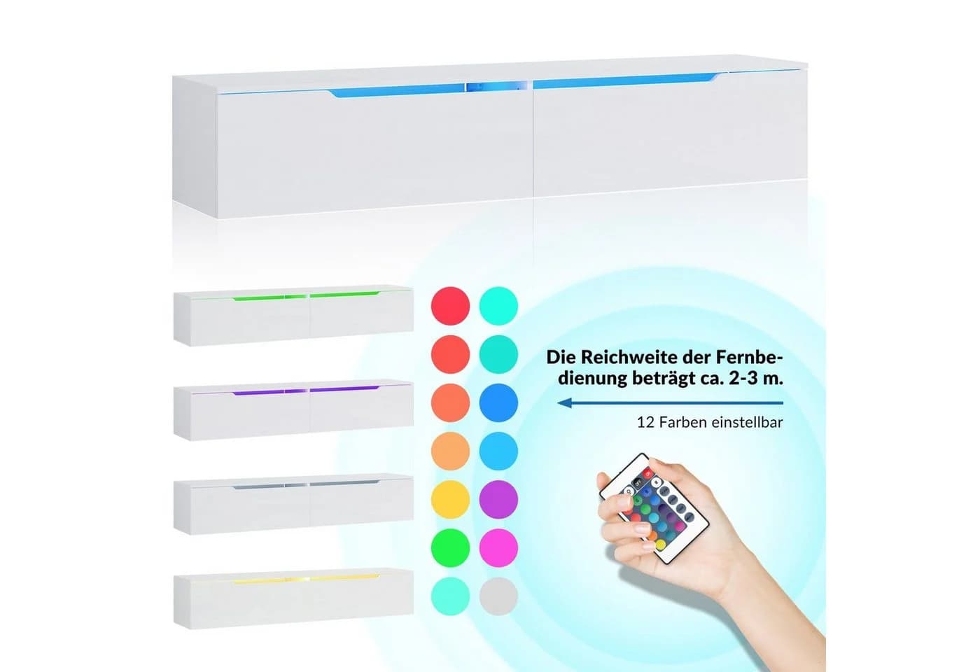 SONNI TV-Schrank Weiß LED-Lichteffekte 160/180x35x30cm - Bild 5