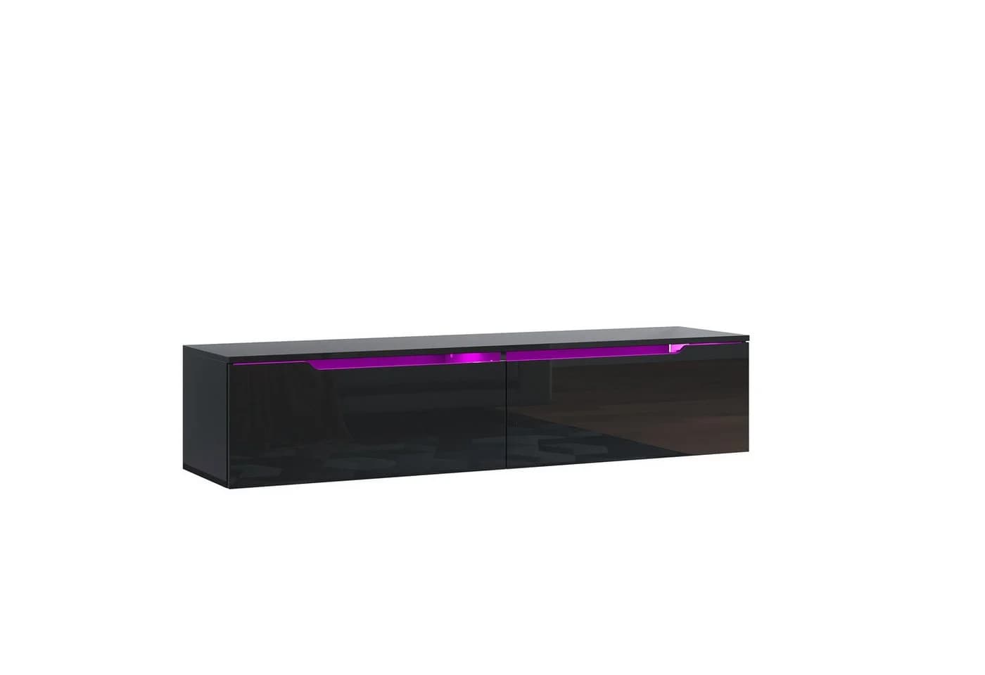 SONNI TV-Schrank Schwarz Hochglanz mit LED-Beleuchtung - Bild 2