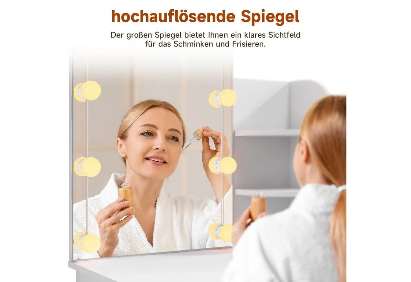 SONNI Schminktisch mit beleuchtetem Spiegel, platzsparend - Bild 4