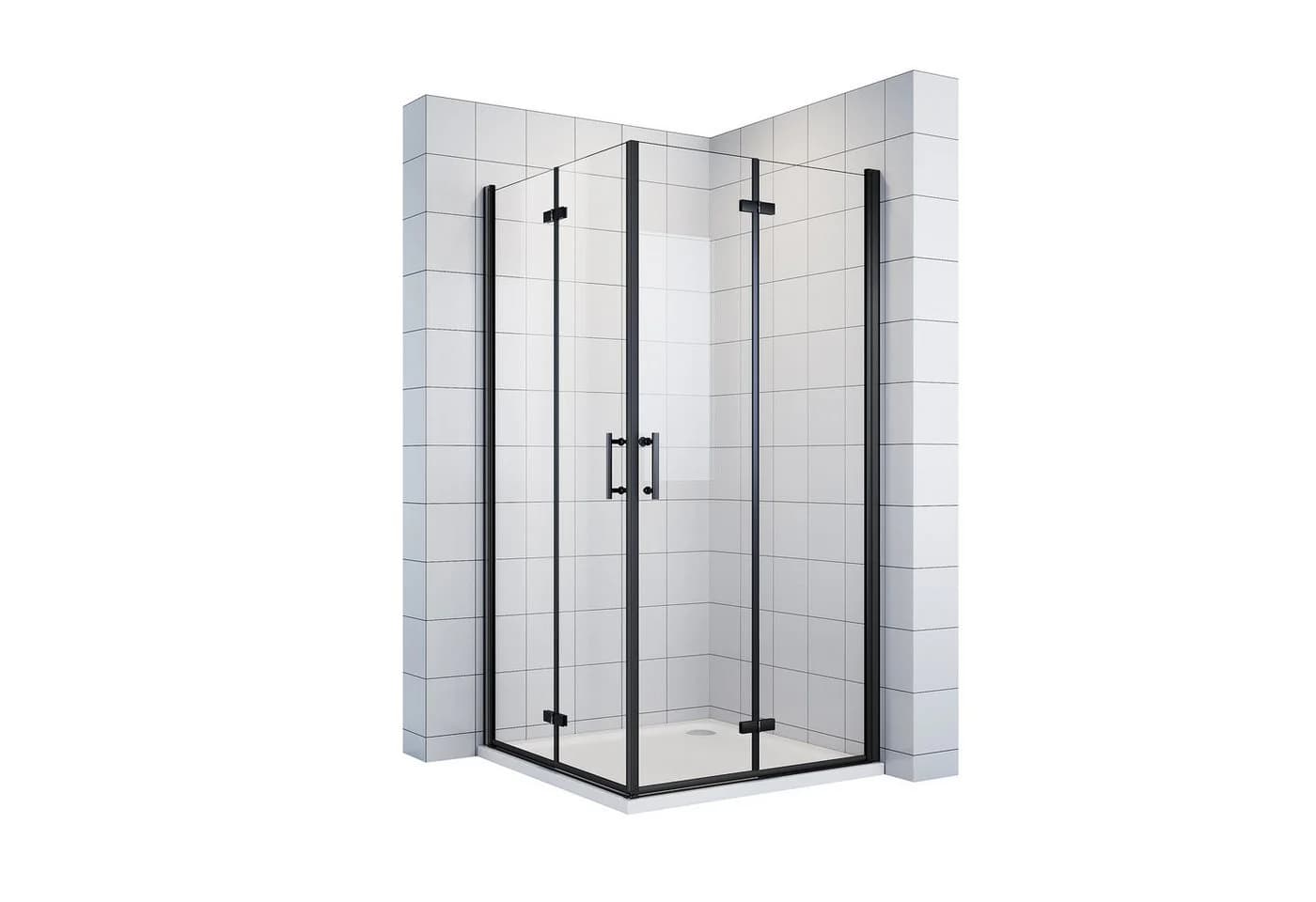 SONNI Eckdusche Schwarze Eck-Duschabtrennung, Zweiseitige Nanobeschichtung, Multi-Size, 80x80 cm - Bild 2