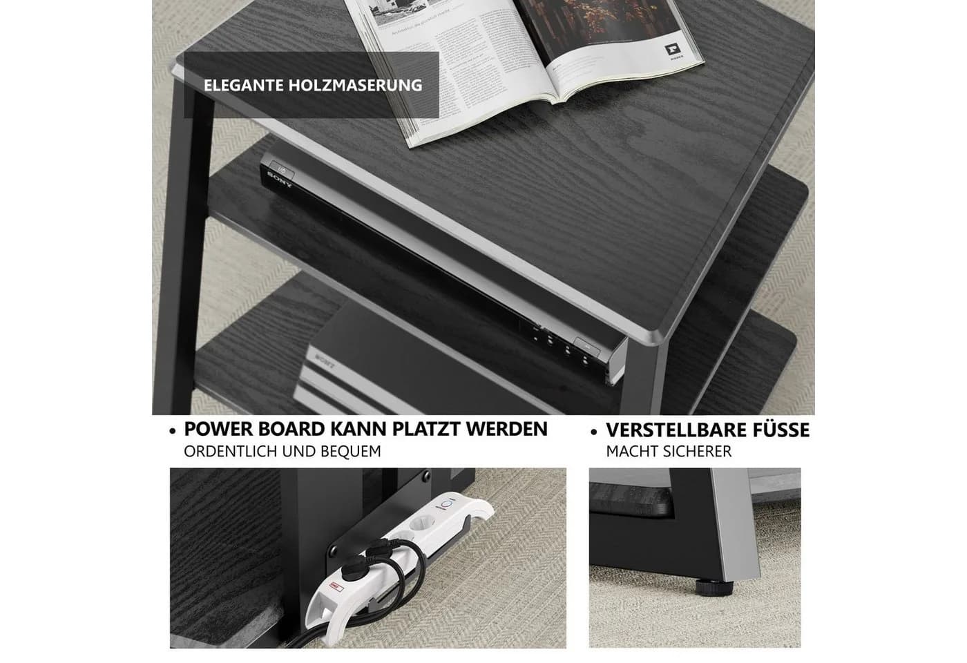 FITUEYES TV-Regal HiFi Rack aus Holz und Metall 61x52x78 cm - Bild 4