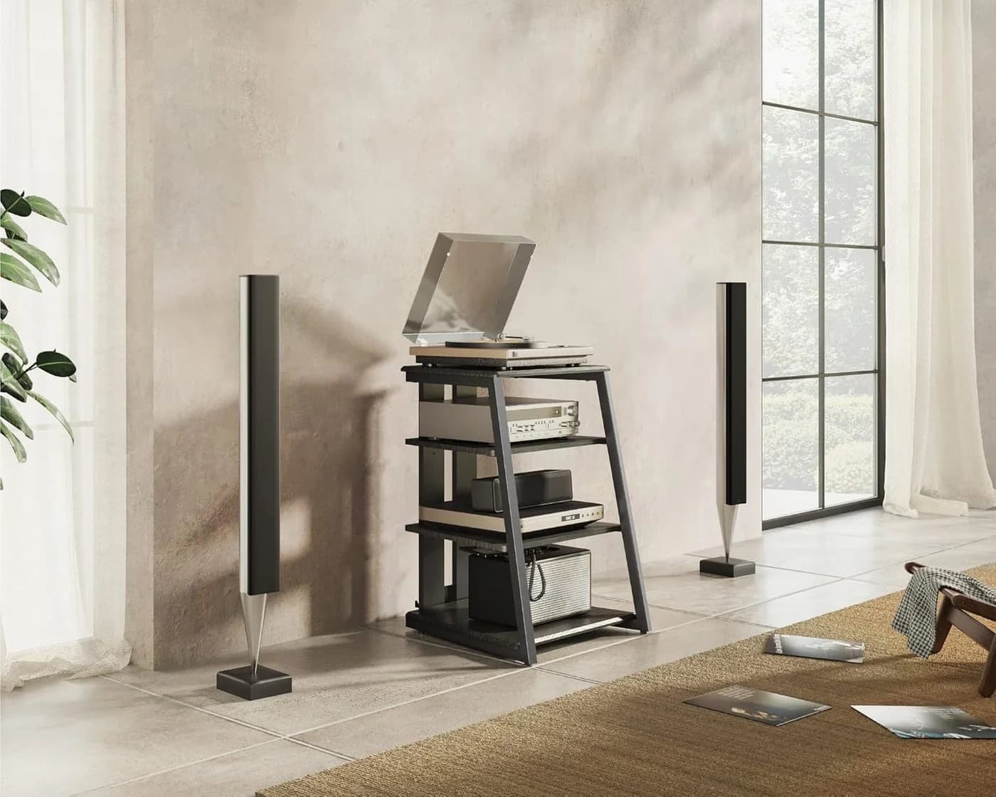 FITUEYES TV-Regal HiFi Rack aus Holz und Metall 61x52x78 cm - Bild 5