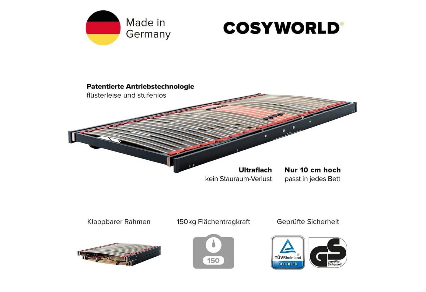 COSYWORLD Cosy2go 2M Elektrischer Lattenrost Verstellbar