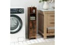 COSTWAY Badkommode Braun Badezimmerschrank schmal verstellbare Ablagen Bild 1